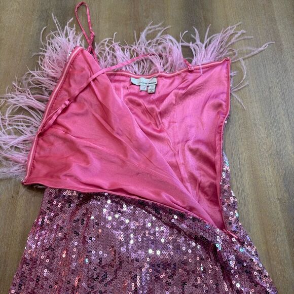 Anthropologie Audrey Adele Pink Feather Sequin‎ Mini Dress XS - Picture 11 of 16